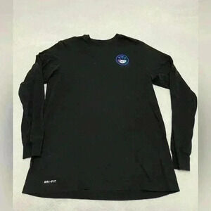 NIKE LONG SLEEVE T SHIRT MENS SIZE M BLACK.  DRI FIT COTTON NIKE REC LEAGUE LOGO